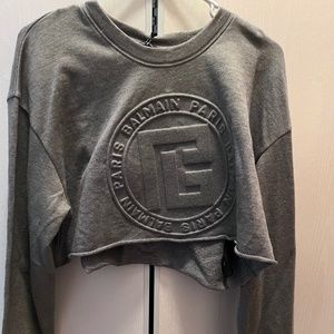 Balmain Sweatsuit Crop top L/ Charcoal NWT